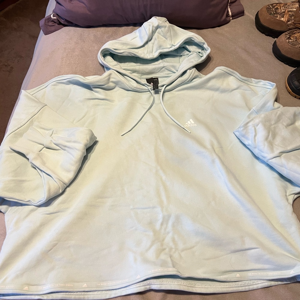 EUC Adidas crop style hooded sweatshirt - XL